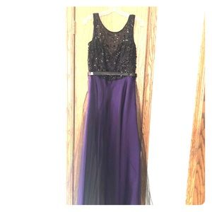 Theia Organza Dress purple/black size 12